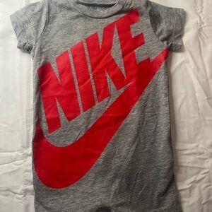 Nike Kids Gray Onesie with Red Logo